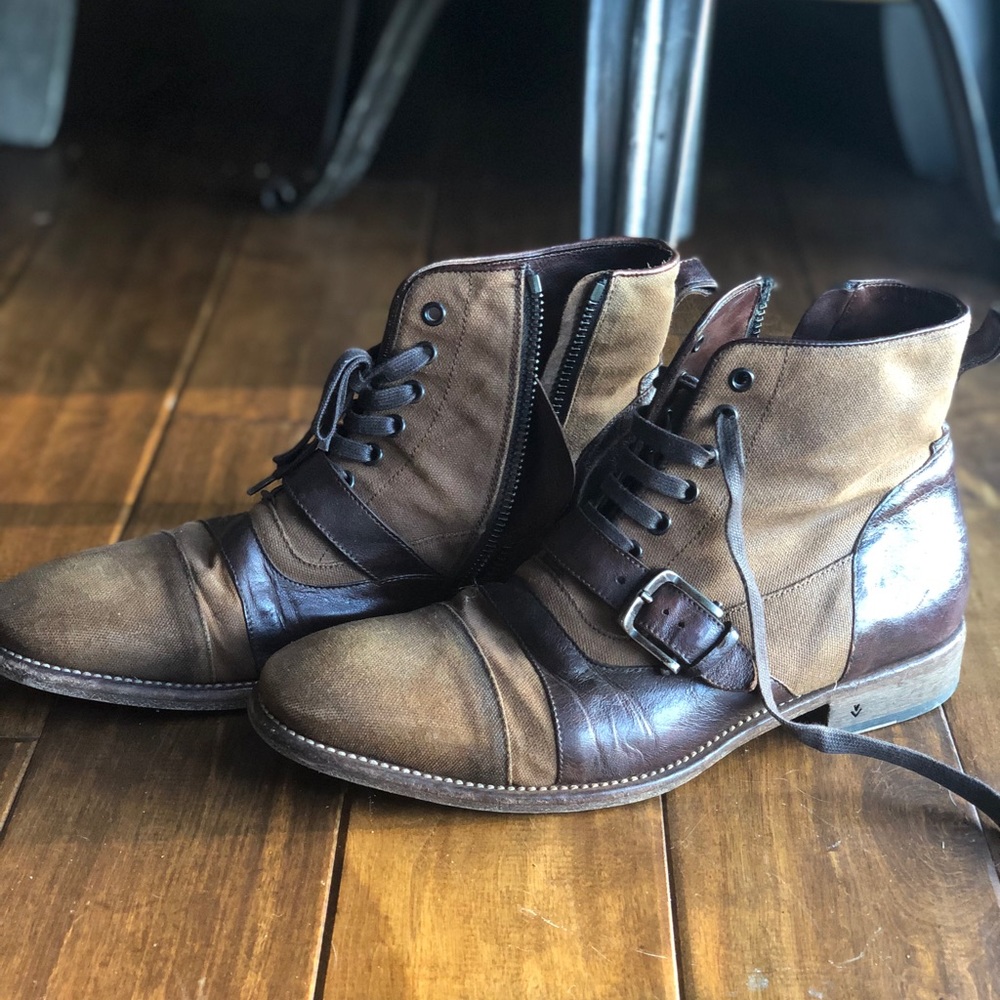John Varvatos Morrison Sharpei Buckle Boots 9.5